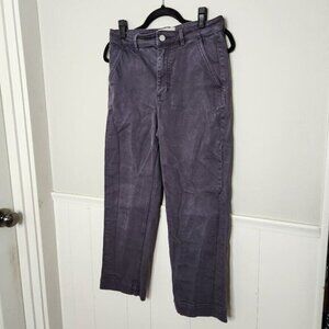 EVERLANE The Straight Leg Stretch Twill High Rise Crop Pants Shadow Purple